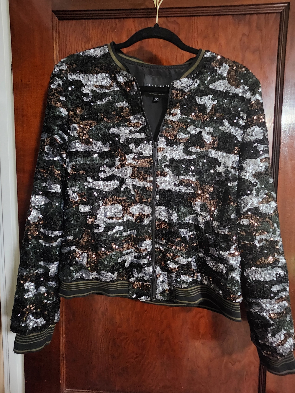 Sanctuary Black and Silver Sequin Bomber Jacket - Picture 3 of 4